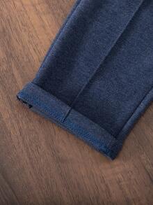 SHEIN 2 件套男婴优雅正式绅士套装：翻领单排扣上衣和松紧腰休闲裤，适合秋冬季，6 个月至 3 岁，适合比赛、表演、婚礼、派对、摄影、户外、返校季的时尚服装 - 藍色 - 查看 6