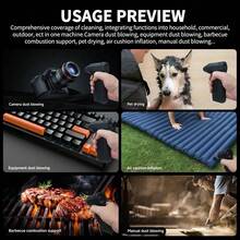 Ventilador de turbina, Mini soplador de aire 130000RPM, Ventilador de turbina ajustable de 3 velocidades, Velocidad del viento 52m/S Motor sin escobillas portátil, Turbo ciclónico de alto rendimiento para automóviles, Inflado de cojín de aire, Secado de mascotas, Secador de pelo para barbacoa - Negro - Ver 4