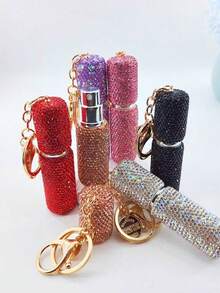 1个香水喷雾瓶，5毫升香水瓶，水钻装饰/带钥匙扣，方便携带的香水分配器，储物瓶，底部灌装，自动按压，可重复灌装喷雾瓶，便携式化妆品瓶，适用于家居用品、旅行用品、生日礼物、新年礼物、女士时尚配饰！ - 彩色 - 查看 5