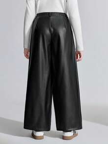 Ontre Pantalon ample à jambes larges en PU mat pour préadolescentes