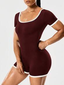 Seamluxe SHEIN Sport Macaquinho Esportivo Bicolor Sem Costura