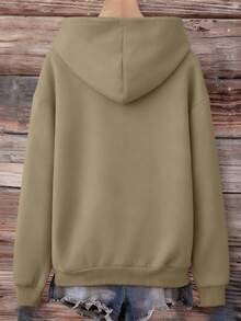 INAWLY 女士卡通奶牛和爱心印花休闲长袖连帽衫，长袖套头衫秋季卫衣 - 香檳色 - 查看 2