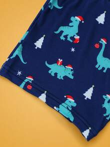 Quần lót boxer họa tiết khủng long và cây thông Noel dễ thương, đồ lót thoải mái cho thanh thiếu niên - Màu xanh hải quân - Xem 4