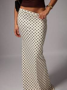 Avenya Elegant Commuter Polka Dot Print Skirt - Multicolor - View 2