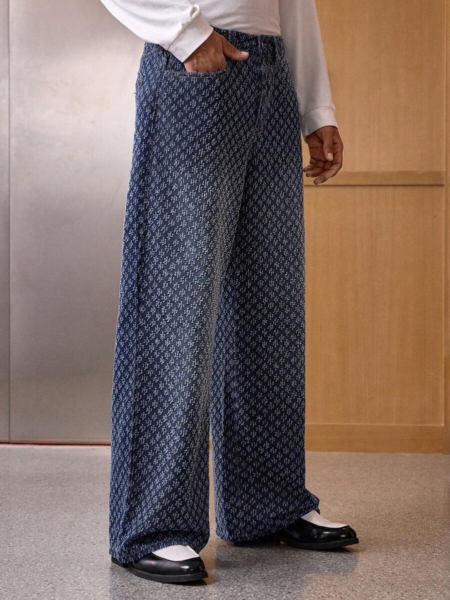 SWAVVY Men's Straight Loose Fit Casual Jeans With Pockets - Blue - View 1