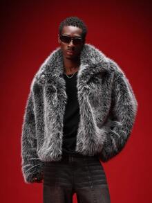 SUMWON 超大号短款人造毛皮大衣冬季奢华外套个性单品前开翻领