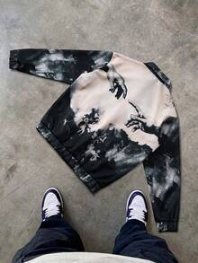 PAVTROS 男士前扣长袖口袋简约狂野夹克，适合秋季休闲日常穿着 - 彩色 - 查看 2