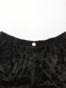 Franclia Pantalones cortos de mujer talla grande de nueva temporada de otoño/invierno de felpa de visón y lana, pantalones anchos de línea A, se pueden usar con botas de pelo, conjunto de pantalones cortos elegante y versátil