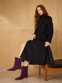 MOTF POINT TOE RUCHED MID-CALF BOOTS - Burgundy - View 10