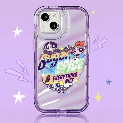 THE POWERPUFF GIRLS X SHEIN 这款透明可爱风手机壳印有超能力小女孩图案，适合喜爱卡通动画的人士日常使用或作为圣诞礼物。时尚简约，采用TPU软壳材质，具有防震防摔功能。兼容 17/Air/17 Pro/17 Pro Max、13和16 Pro Max。