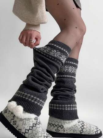 Gothic-Stil dicke gestrickte ausgestellte Manschetten Wadenwärmer für Frauen, Herbst/Winter