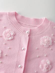 Franclia 女士纯色前扣仿珍珠优雅长袖开衫