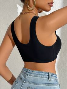 EasyFave Women's Front Closure Padded Push-Up Bra, Seamless Underwear - Black - View 5