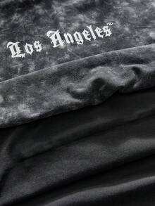 AXEPEAK 男士字母印花长袖口袋休闲宽松连帽卫衣 - 黑色 - 查看 5