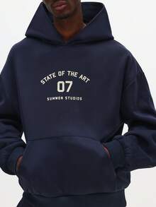 SUMWON Overhead Hoodie And Jogger Co-Ord Set State Of The Art Textured Navy Lounge Wear - Royal Blue - View 5