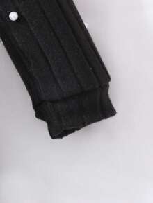 Rochie elegantă pentru fete, cu dungi, volane, decorată cu perle, și geantă crossbody, stil prințesă, ținută dulce - Negru - Vizualizare 4