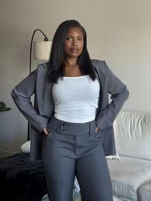 Tyla Gomez Women'S Structured Single Breasted Blazer Fall Cloth For Women - Light Grey - View 6