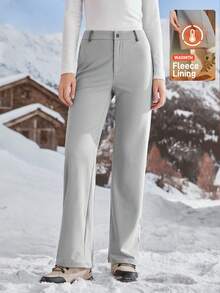 In My Nature 女士户外直筒宽松休闲运动裤，秋冬 - 灰色 - 查看 3