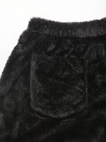 Franclia Pantalones cortos de mujer talla grande de nueva temporada de otoño/invierno de felpa de visón y lana, pantalones anchos de línea A, se pueden usar con botas de pelo, conjunto de pantalones cortos elegante y versátil