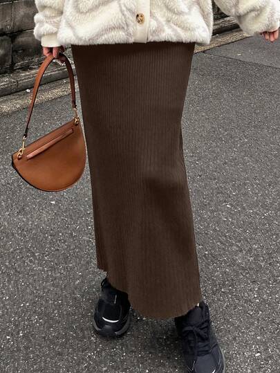 FRIFUL 女士休闲纯色针织裙，秋冬