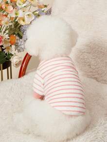 PETSIN 1 Pc Pet Cat Dog Universal Pink Stripe Fashion Pattern Printed Plush Warm Elastic Comfortable Dog Round Neck - Multicolor - View 5