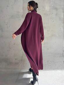 Firerie Women's Burgundy Vintage French Fitted Knit Dress And Cardigan Two Pieces Set, Dress And Cardigan Sweater Suit, Elegant Commuter Women's Outfit, Autumn/Winter Clothing, Graceful, Commuter,Cozy Fall And Winter Clothes For Women,New Year Clothes