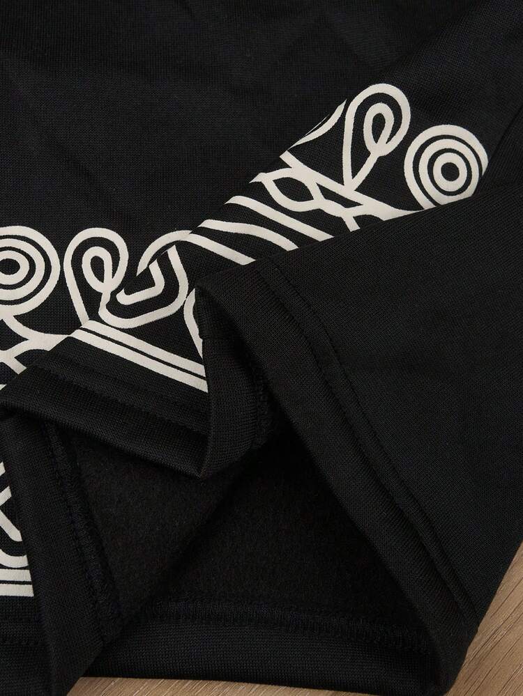 Große Größen schwarze bedruckte Lässig Alltagshose, gemütlich für Herbst und Winter, Landhaus-Stil für Frauen, Landhaus-Stil für Frauen, Country-Konzert