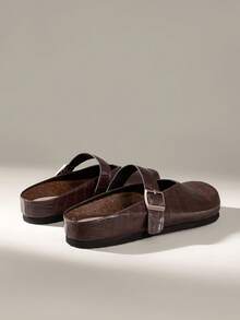 Solecia 女士厚底套脚穆勒鞋，闭趾款，适合秋冬季节和圣诞节穿着 - 棕色 - 查看 4