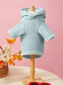 PETSIN 1 Schmetterling Muster Haustier Hoodie mit Hut, hellblau, dick und warm, windundurchlässig und hautfreundlich, geeignet zum Tragen von Konservendosen Haustierbekleidung