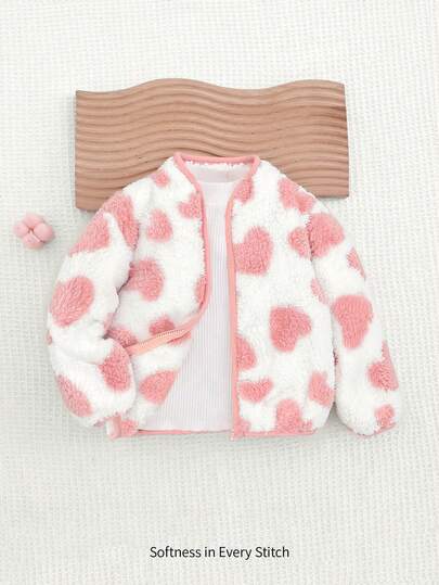 Cozy Pixies Chaqueta de punto de manga larga con cuello alto, estampado floral rosa sobre base blanca, para niña, de uso casual y versátil