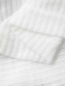 DAZY 3pcs/Set Casual Lightweight Solid Color Robe, Tank Top, And Loose Striped Bear Pattern Pants Sleepwear Pajama Set For Women, Winter Clothes - White - View 7