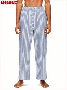 Rest Era 男士条纹印花家居裤一件装，冬季款 - 彩色 - 查看 1