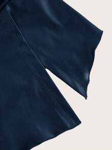 Siren Gaze Women Leather Top Fashionable Ruched Asymmetric Hem Tube Top, Suitable For Going Out And Parties Christmas Top Ruffle PU Leather Side Slit Hem Bandeau Crop Top Navy Blue Tube Top Strapless Top Leather Tube Top Ruched Tube Top Curve Tube Top Summer Pleated Tube Top Strapless Tube Top - Navy Blue - View 4