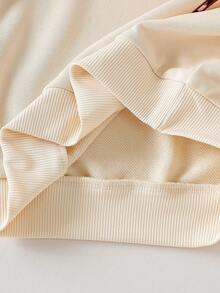 女童长袖蝴蝶结格子百褶裙卫衣套装，圣诞节，秋冬 - 杏色 - 查看 9