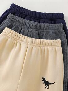 SHEIN 6 piezas Conjunto de chándal informal para niños con sudadera con capucha estampada y pantalón de chándal suelto de unicolor, 2 piezas, 3 diseños, adecuado para la escuela, el jardín, la playa, el cumpleaños, primavera, verano, otoño, invierno - Multicolor - Ver 4