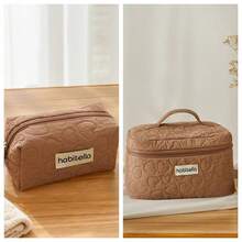 1/2/3 件新款牛津布化妆包高价值大容量便携方便旅行洗漱收纳包，带心形图案的化妆品收纳手提包 - 藕粉色 - 查看 14