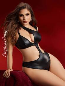 Empress Envy Body fermecător cu design asimetric din PU Y2K, lenjerie intimă mărime mare