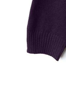 Linhara Plus Size Women Knitted Wool Sweater Loungewear Set, Coffee Color - Purple - View 4