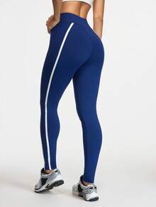 Eassivo Leggings sin costuras de cintura alta con ribete de contraste