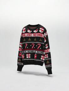 NEON BLANC 男士圣诞套头毛衣，冬季 - 黑色 - 查看 1