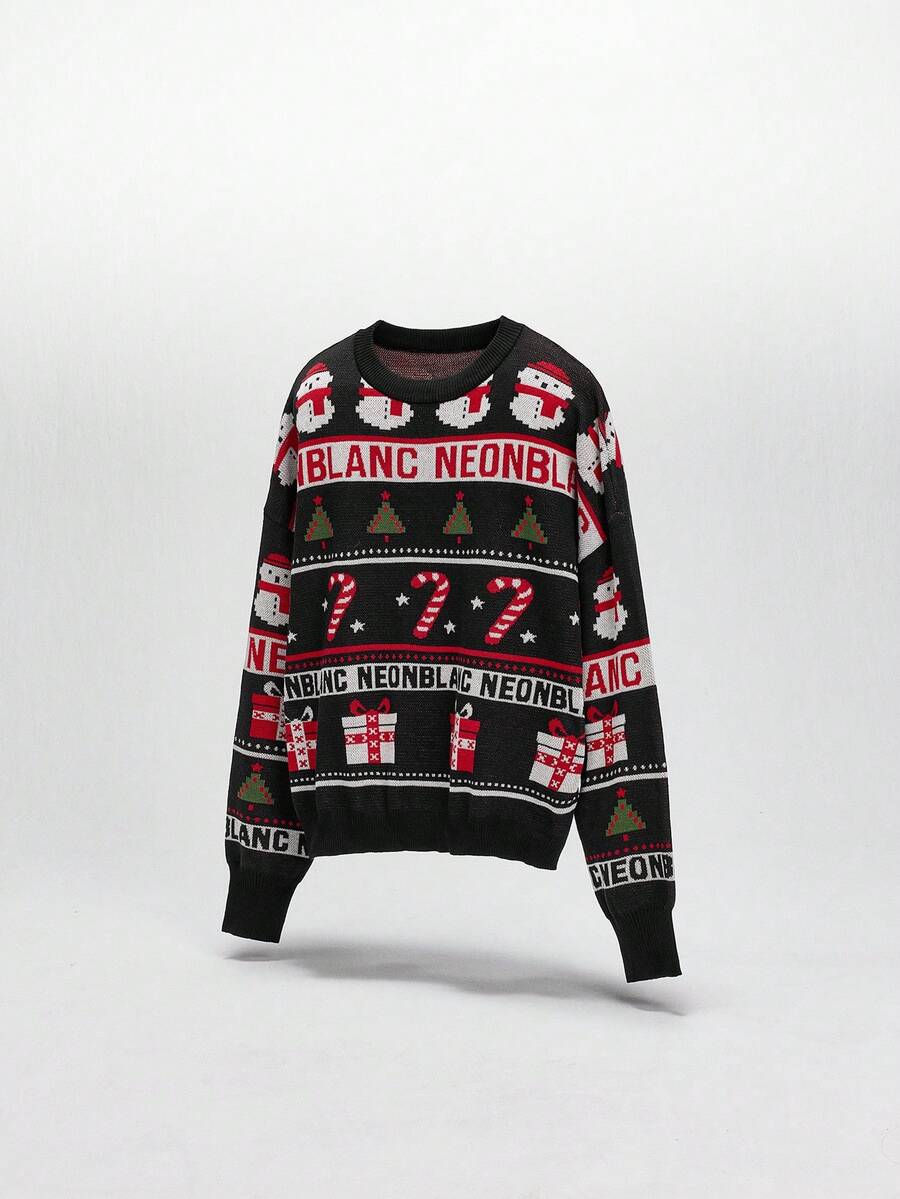 NEON BLANC 男士圣诞套头毛衣，冬季 - 黑色 - 查看 1