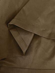 Linhara 大码休闲连帽长款夹克，带大口袋 - 棕色 - 查看 7