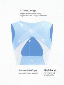 GLOWMODE OptiDry Breathable Compressive Quick-Dry Mesh Paneling Cutout Back Sports Bra Low Impact Yoga Pilates Studio Gym Daily Active Wear Removable Cups - Sky Blue - View 4