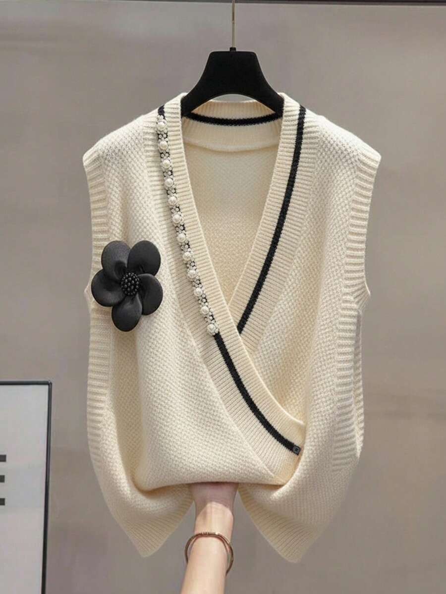 GlowEve 女式仿珍珠边无袖毛衣背心