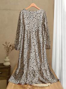 Rusticease 女式拼布碎花系带领荷叶边下摆连衣裙 - 彩色 - 查看 2