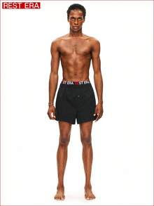 Rest Era 1件套男士休闲松紧腰哈伦裤 - 黑色 - 查看 4