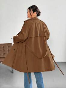 Firerie Áo khoác dáng dài tay dài, thanh lịch, phù hợp cho mùa thu/đông, thích hợp cho công sở. - màu nâu - Xem 2