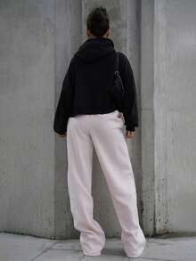 SAYEHFBABY Calça de moletom oversized de lã, primavera, férias, aeroporto, casual, anos 90, verão, aeroporto, formatura, volta às aulas, formatura, professora para mulheres, volta às aulas, outono, inverno, natal - Rosa - Ver 2
