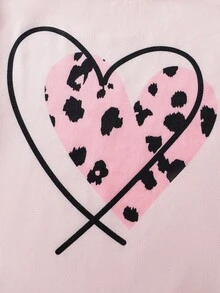 4pcs/Set Girls' Heart & Bow Leopard Print Pink Pajama Set, Long Sleeve Top & Leggings, Comfortable Casual Loungewear - Multicolor - View 7