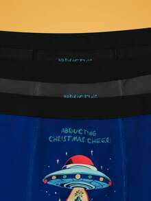 3 buc. Cadouri unice de Crăciun cu extratereștri, navă spațială, brad de Crăciun, amuzante, blocuri de culori, pentru adolescenți, chiloți boxer, lenjerie intimă